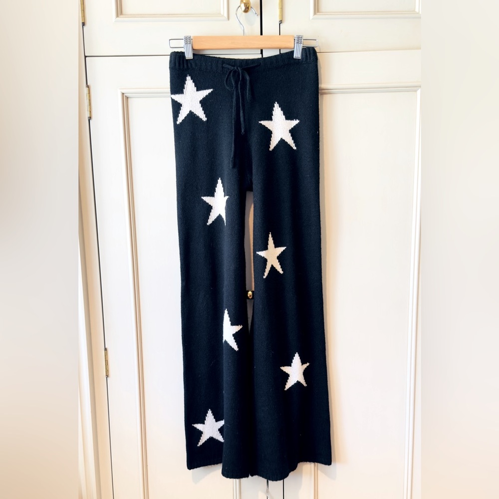 Black Knitted Lace ants with White Stars! Flare bottoms. Very flattering:)